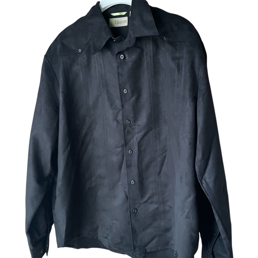 Cubavera‎ Vintage Black Western Suede Shirt, L